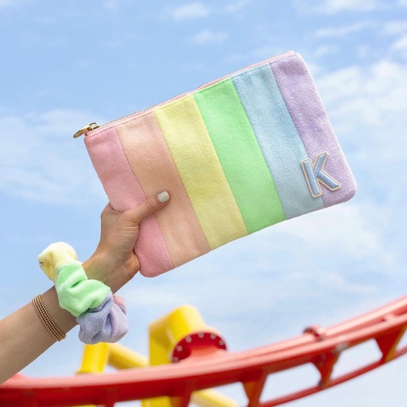 NWT Stoney Clover Lane Rainbow Terry Flat Pouch